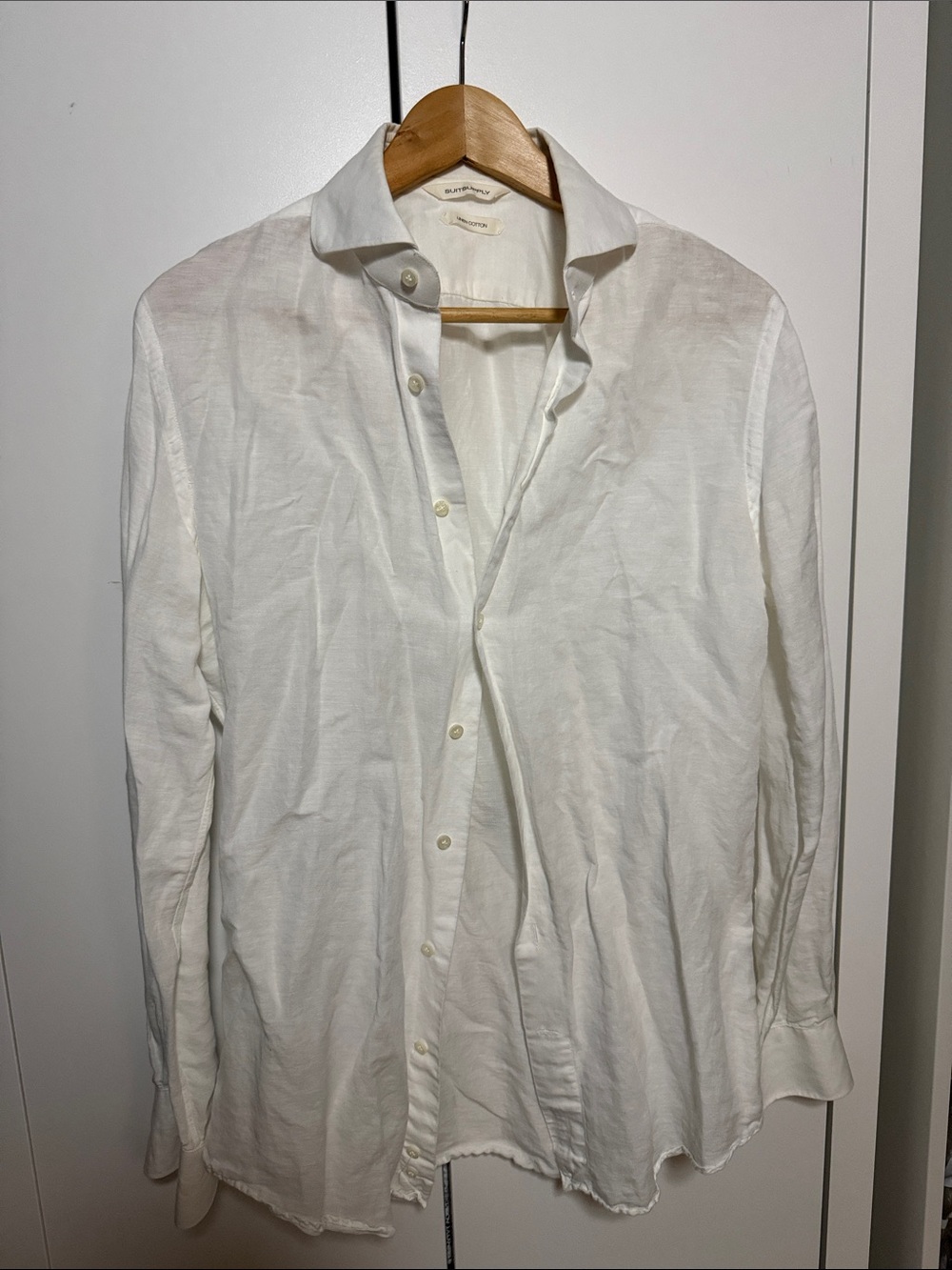 Suitsupply White Linen Button-Down Shirt